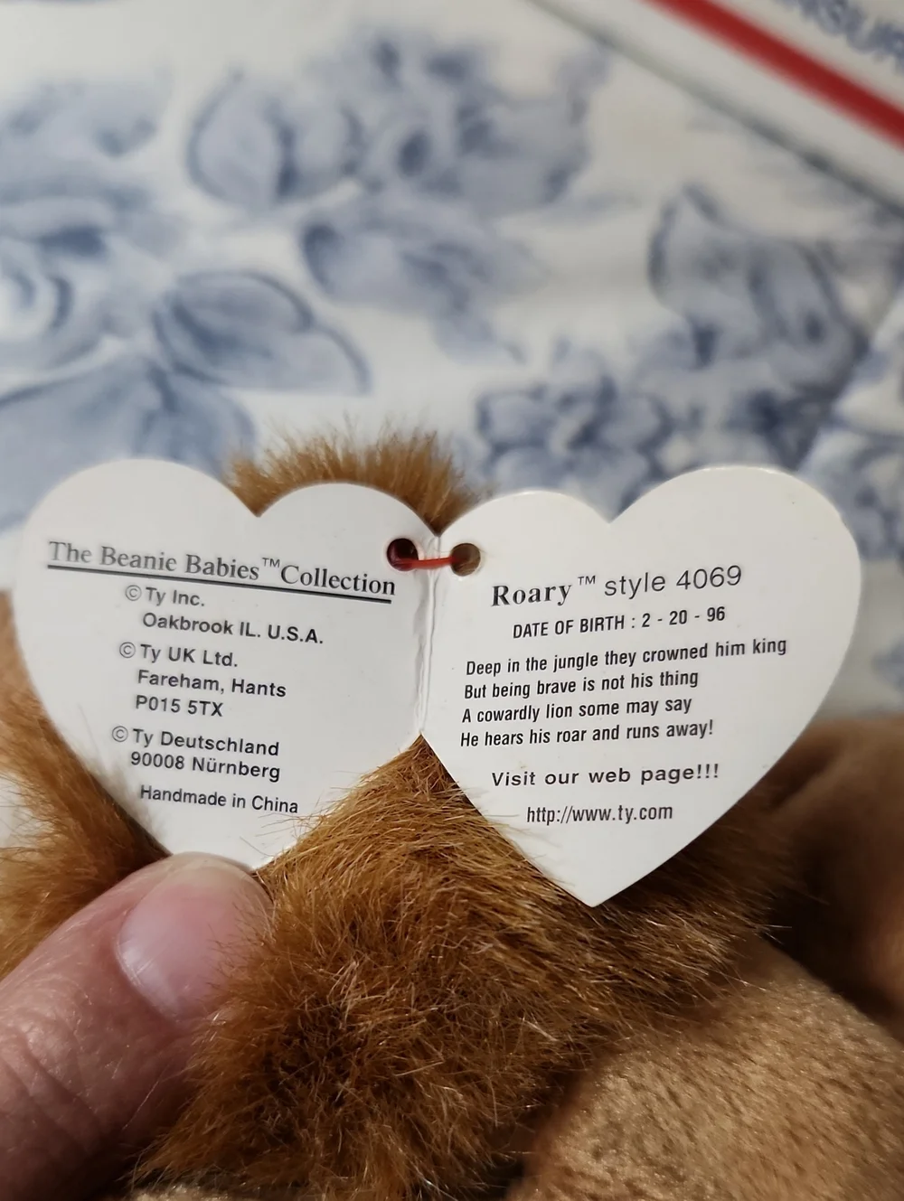 NWT ROARY Vintage Beanie Baby 1996, lion, tan. Missing 1 whisker